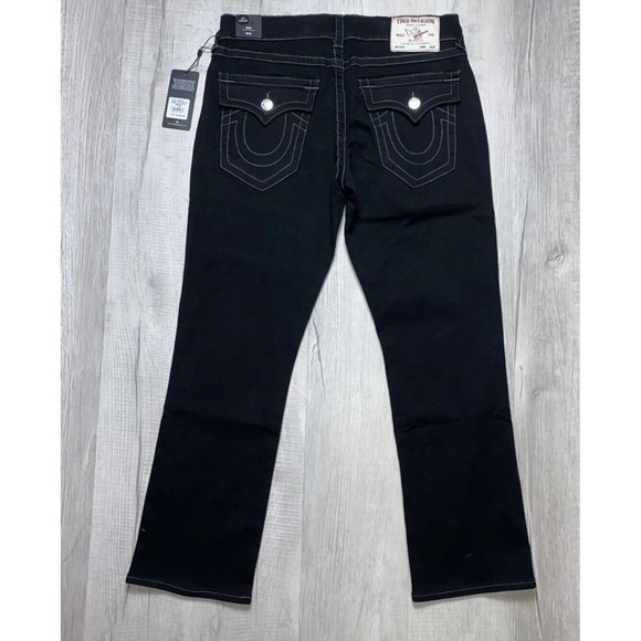 True Religion Mens size 36x32 Ricky Flap SN Relaxed Straight Jeans Black Denim - Picture 3 of 12